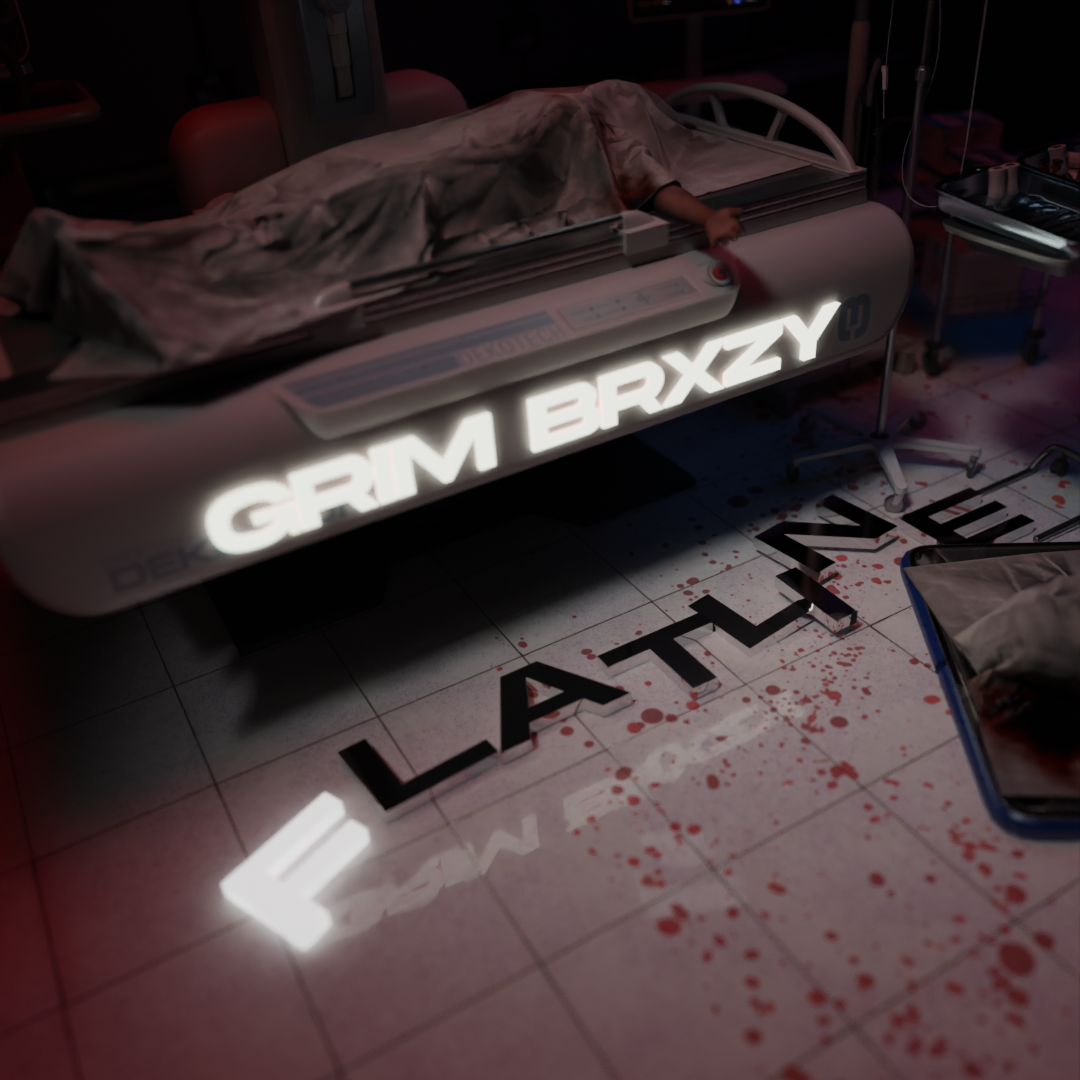 Flatline Loop Kit cover art showing a futuristic morgue scene with GRIM BRXZY text and a flatline monitor